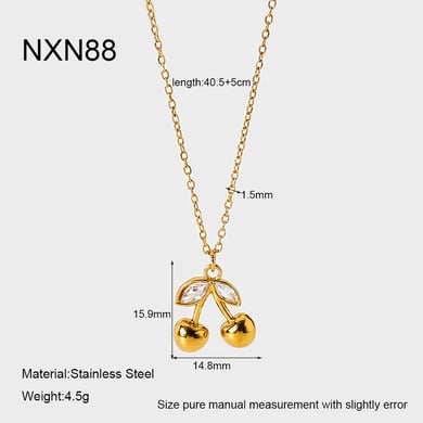 Romantic Series Sweet Plant Stainless Steel  Gold Color Zircon Women's Pendant Necklaces h5 