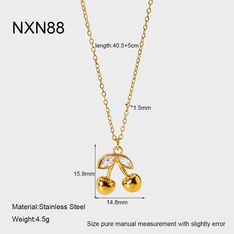 Romantic Series Sweet Plant Stainless Steel  Gold Color Zircon Women's Pendant Necklaces 