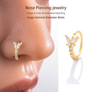 1 pezzo di perno nasale in zircone color rame e oro h5 Immagine4