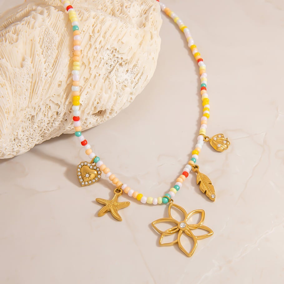 1 Piece Flower Charm Beaded Necklace Picture4