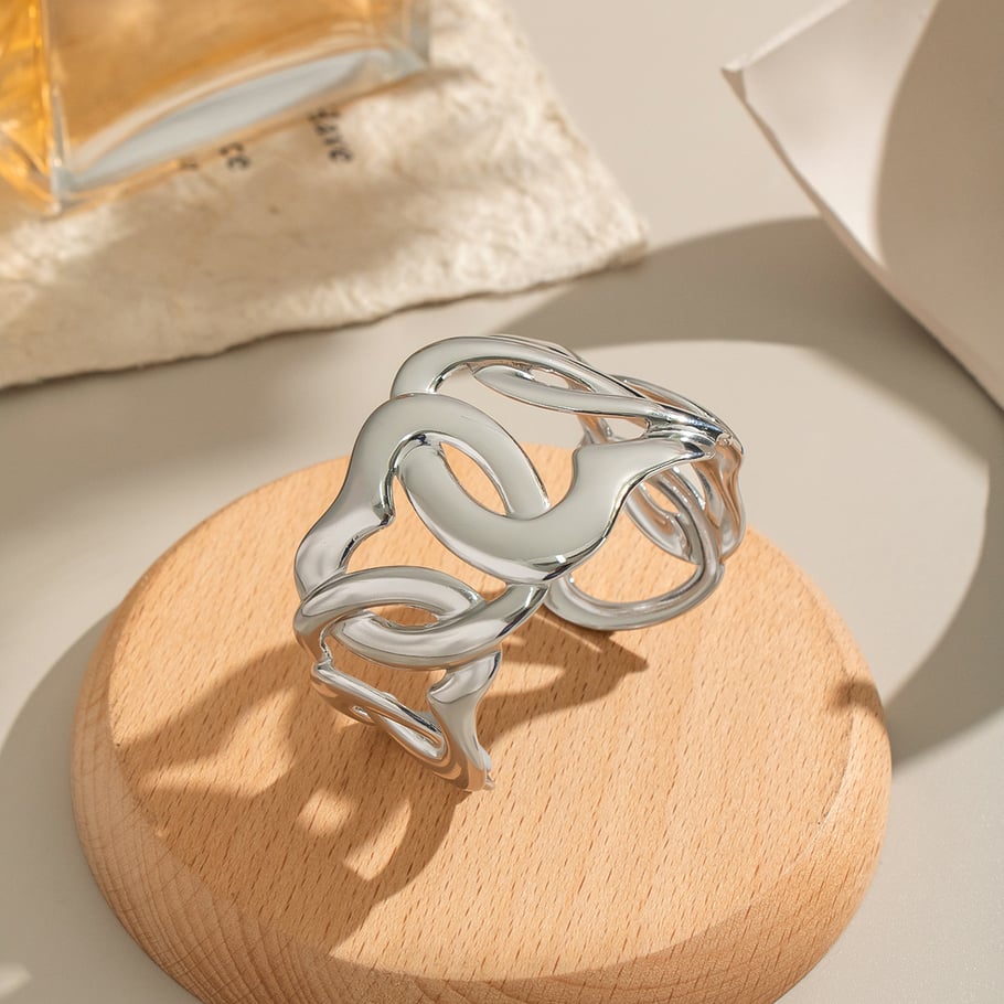 1 Piece Heart Stainless Steel Gold Color Cuff Bracelet h5Picture4