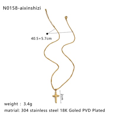 1 stuk kruis roestvrij staal goudkleurige hanger ketting h5 Afbeelding2