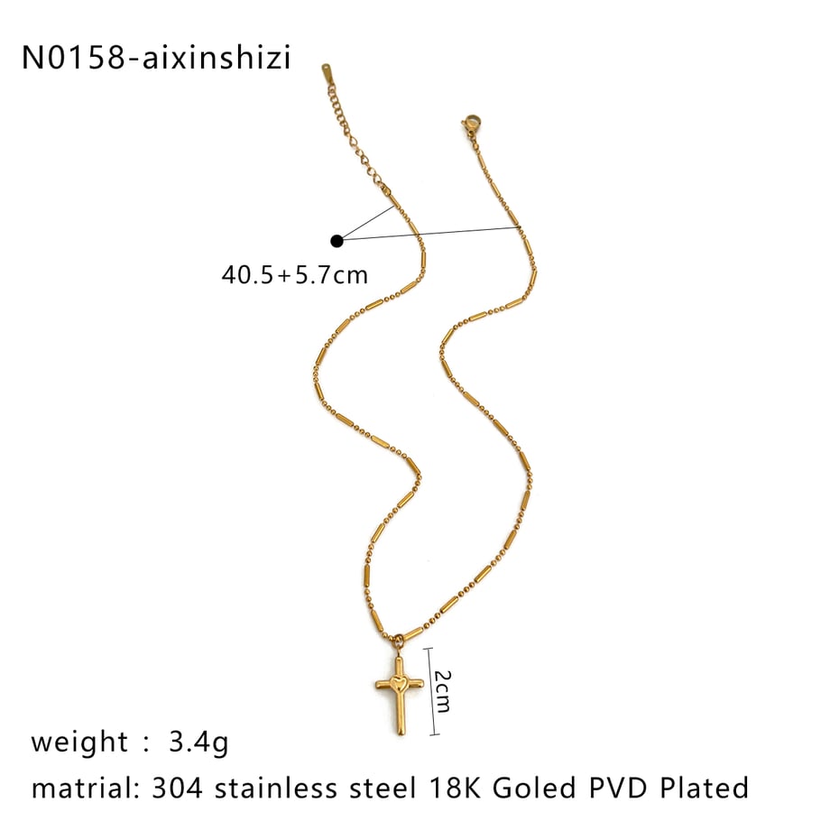 1 stuk kruis roestvrij staal goudkleurige hanger ketting Afbeelding2