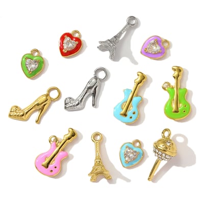 1 Stück Romantische Serie DIY Herz Edelstahl Gold Farbe Damen Anhänger h5 Bild3