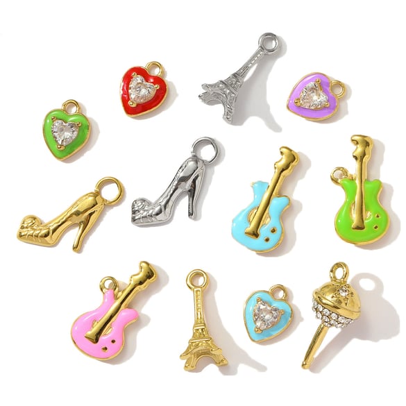 1 Piece Romantic Series DIY Heart Stainless Steel Gold Color Women's Pendants