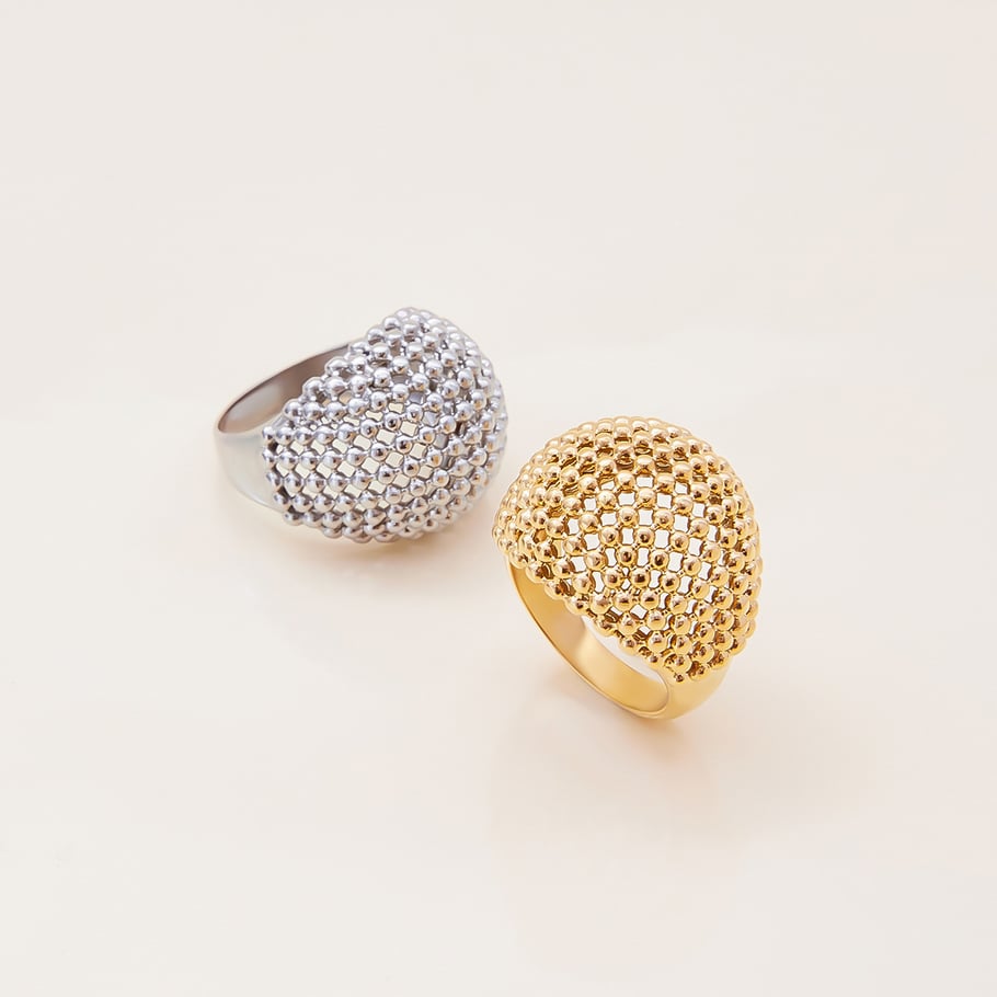 1 Piece Personality Geometric Stainless Steel Gold Color Statement Rings Picture4
