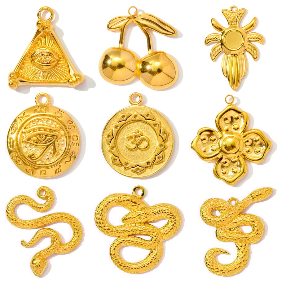 1 pieza de colgantes de serpiente de acero inoxidable color dorado para mujer, serie clásica DIY Imagen5
