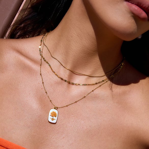 1 Piece Retro Tree Stainless Steel Gold Color Women's Pendant Necklaces