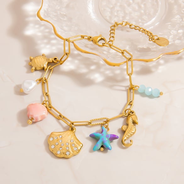 Romantische Serie Natürliche Schildkröte Edelstahl Shell frauen Charm Armbänder 2