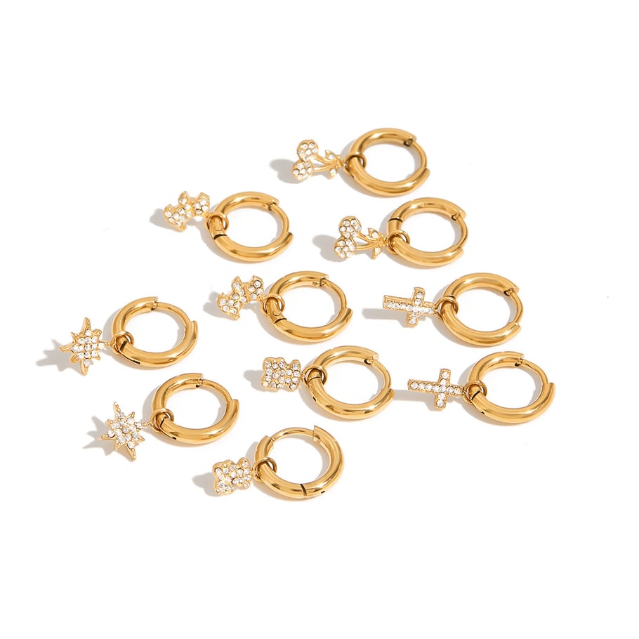 1 Paar Luxuriöse Serie Bär Edelstahl Gold Farbe Damen Creolen Bild7