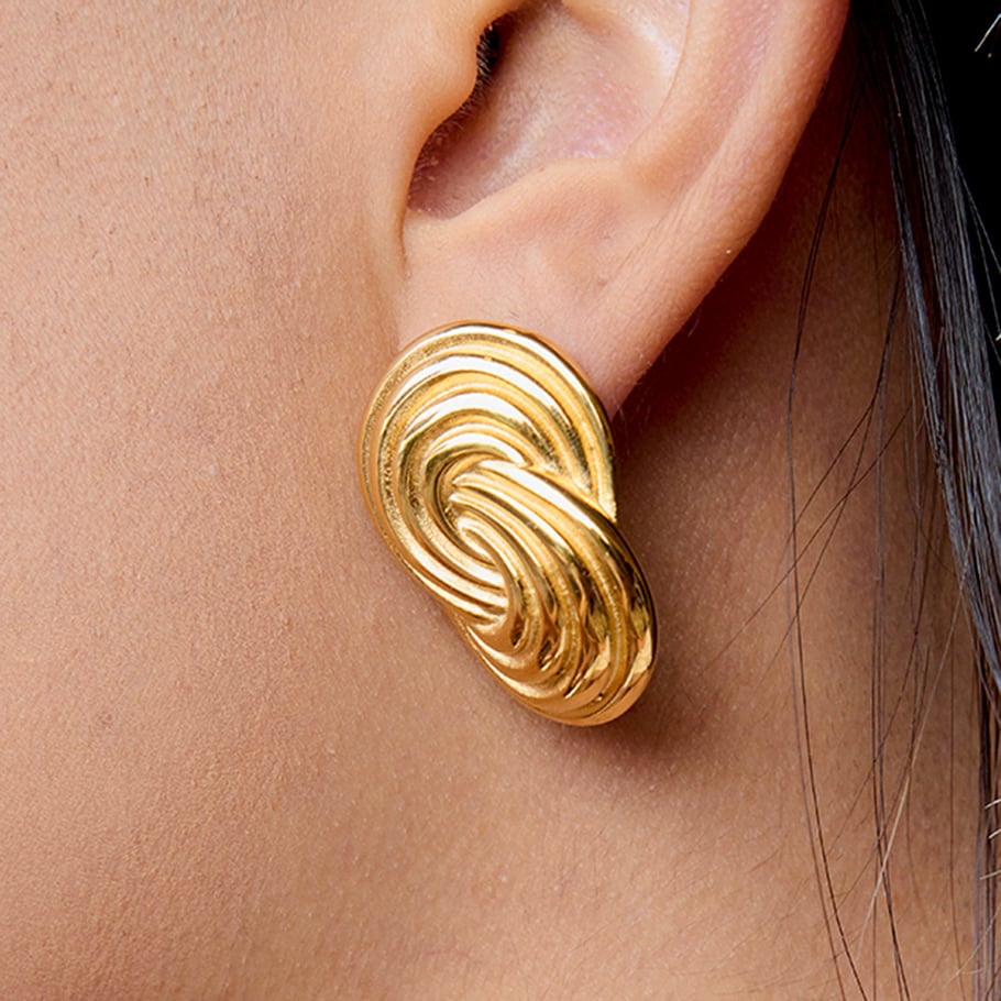 1 Paar einfache Serie Persönlichkeit Spirale Edelstahl Gold Farbe Ohrstecker Bild5