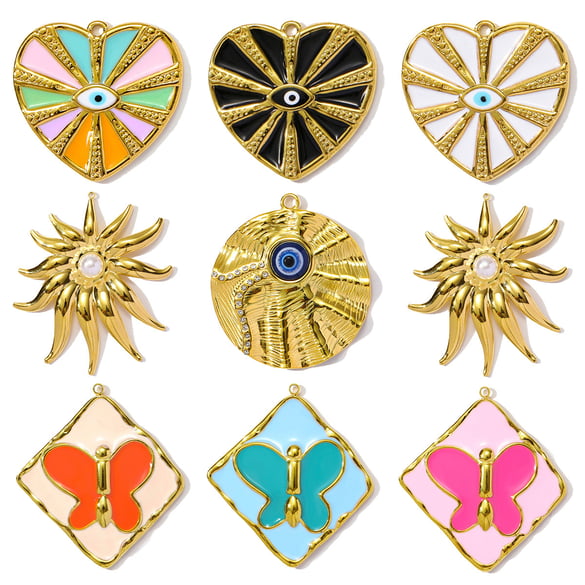 1 Piece Romantic Series DIY Heart Stainless Steel Gold Color Women's Pendants