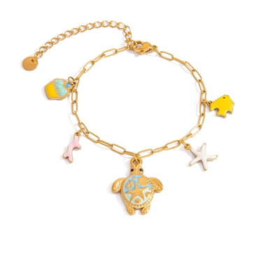 1 Piece Oceanic Stainless Steel Gold Color Charm Bracelet h5 