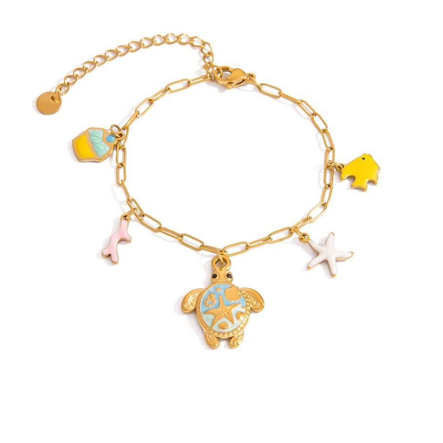 1 Piece Oceanic Stainless Steel Gold Color Charm Bracelet 