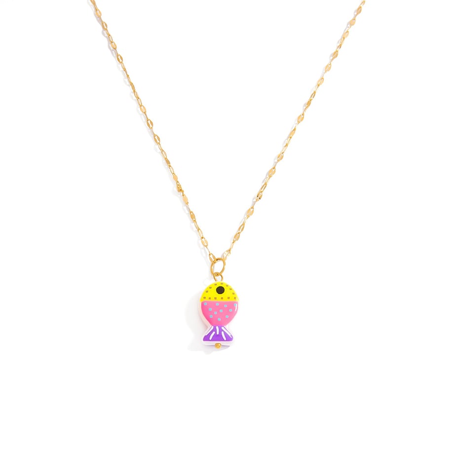 Turtle Stainless Steel Gold Color Glass Women's Pendant Necklaces h5Picture5