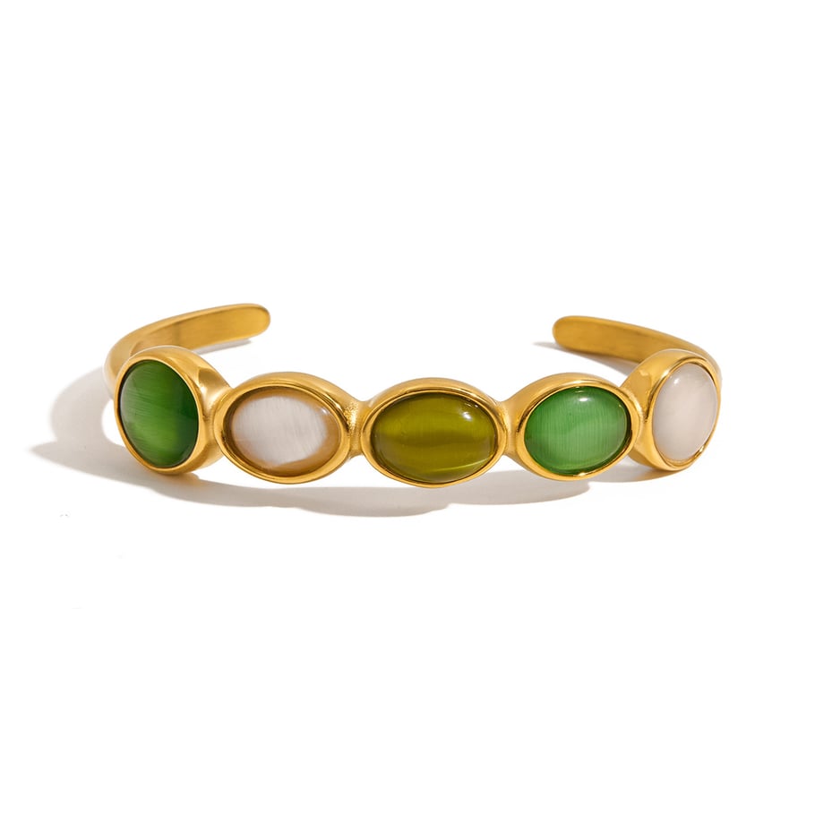 Bracelet élégant ovale en acier inoxydable couleur or pour femme, 1 pièce 