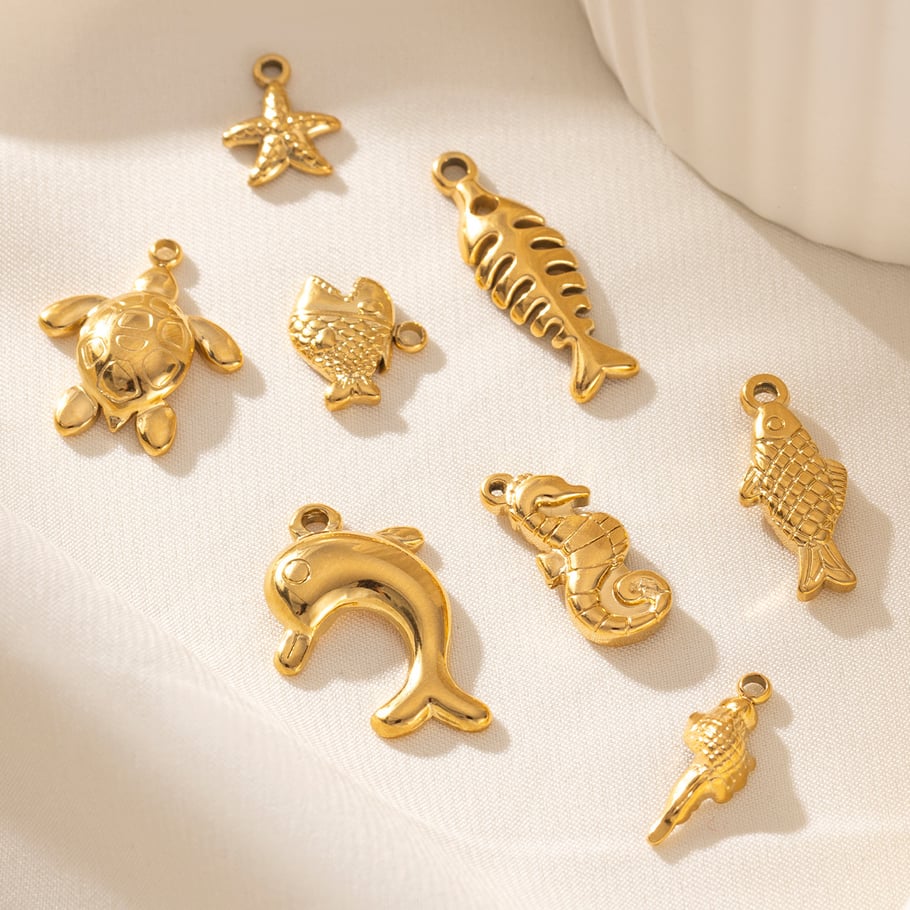 1 Stück Oceanic Edelstahl Goldfarben Anhänger h5Bild3