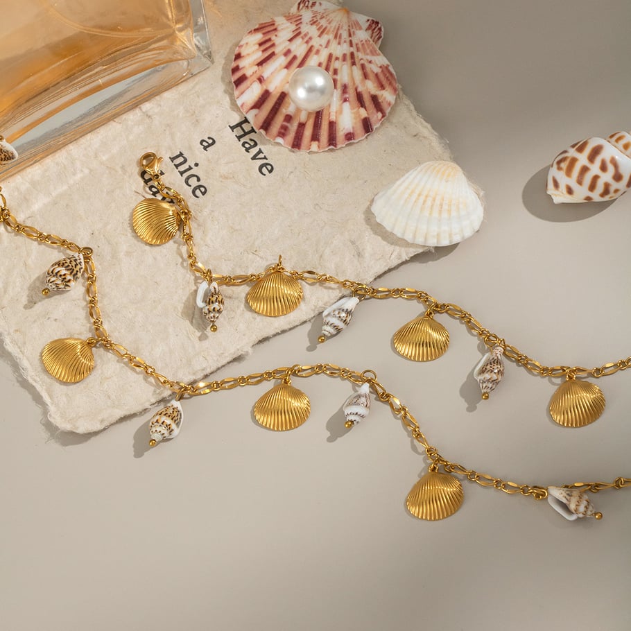 1 Piece Oceanic Shelll Stainless Steel Gold Color Charm Bracelet Picture3