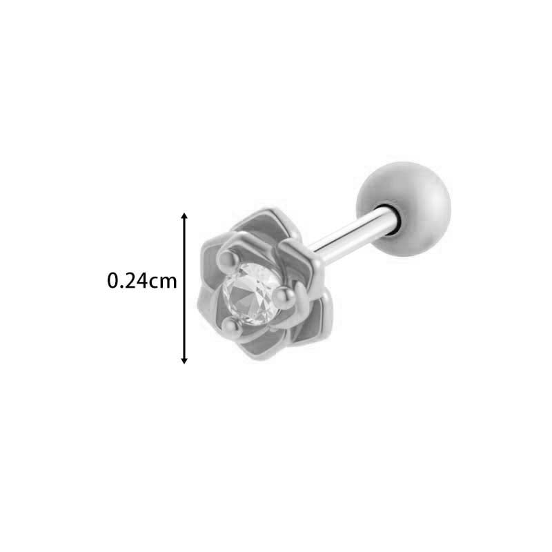 1 Piece Elegant Flower Copper Gold Color Zircon Women's Piercings Earrings Picture2
