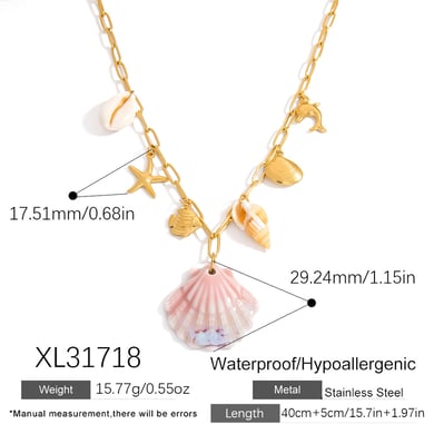 1 Piece Oceanic Stainless Steel Gold Color Pendant Necklace h5 Picture2