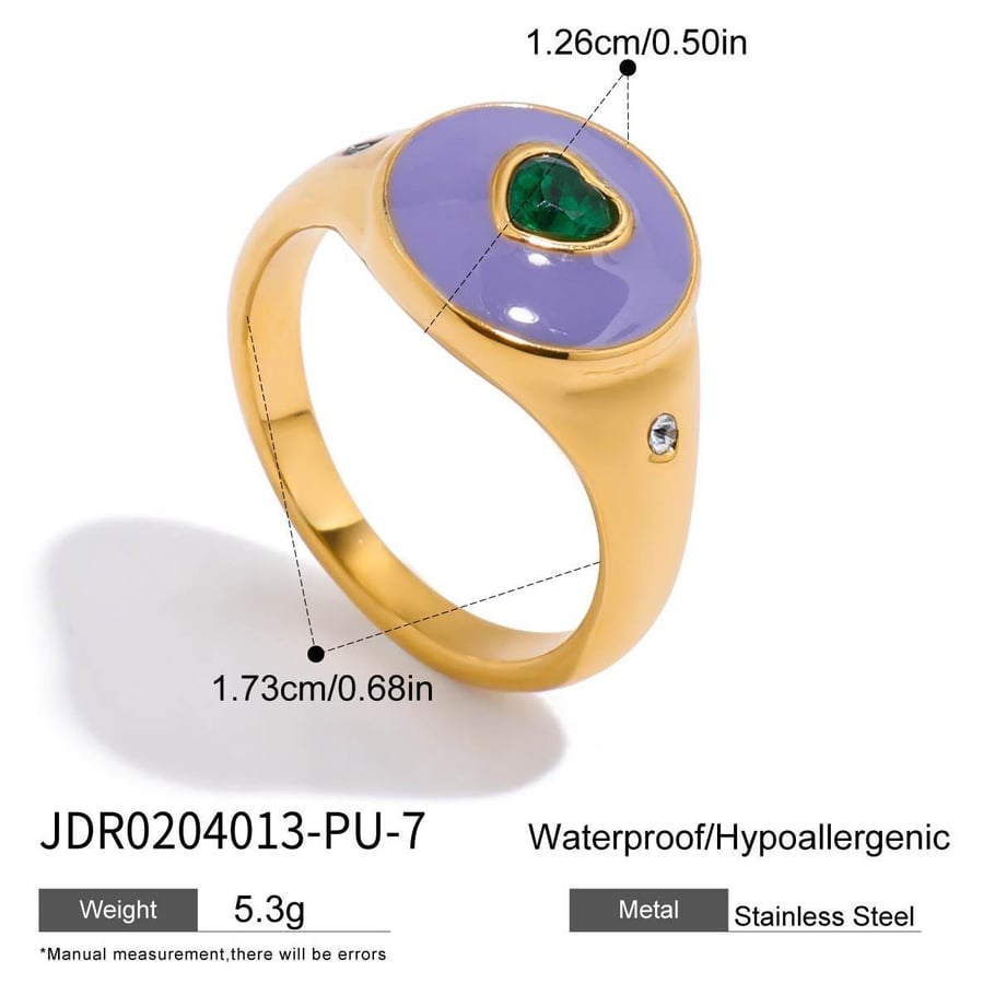 1 Stück bunte Herz Edelstahl Gold Farbe Statement Ringe 