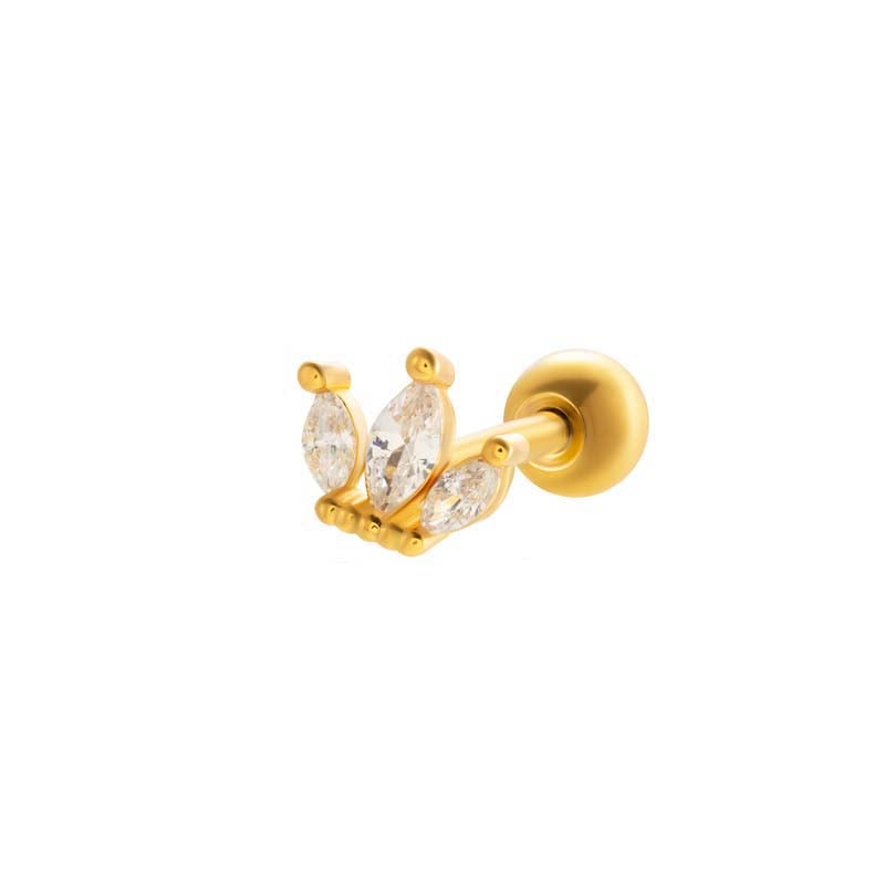 1 pezzo di orecchini con zirconi color rame e oro 