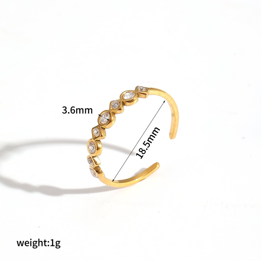 1 juego de anillos geométricos de acero inoxidable en color dorado Imagen3