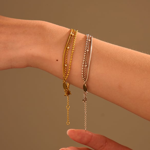 1 Pair Simple Series Daily Stainless Steel Women's Chain Bracelets 2