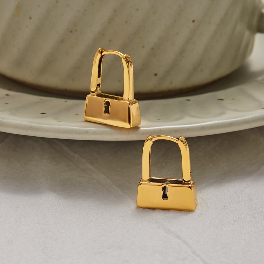 1 Paar Simple Series Locker Edelstahl Goldfarben Damen Creolen Bild4