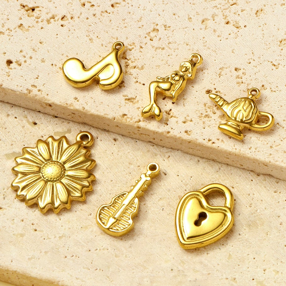 1 Stück Simple Series DIY Blume Edelstahl Gold Farbe Damen Anhänger Bild4