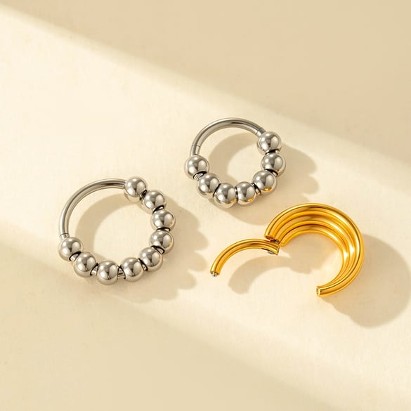 1 pezzo di orecchini piercing in acciaio inossidabile color oro