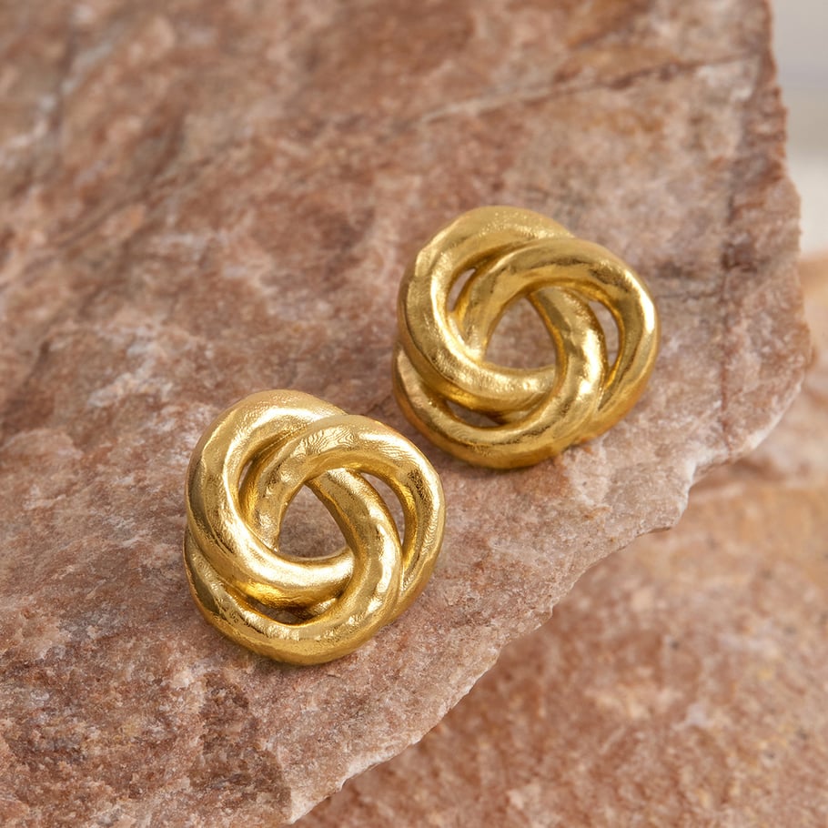 1 paire de boucles d&#39;oreilles à tige classiques torsadées en acier inoxydable couleur or pour femme Image3