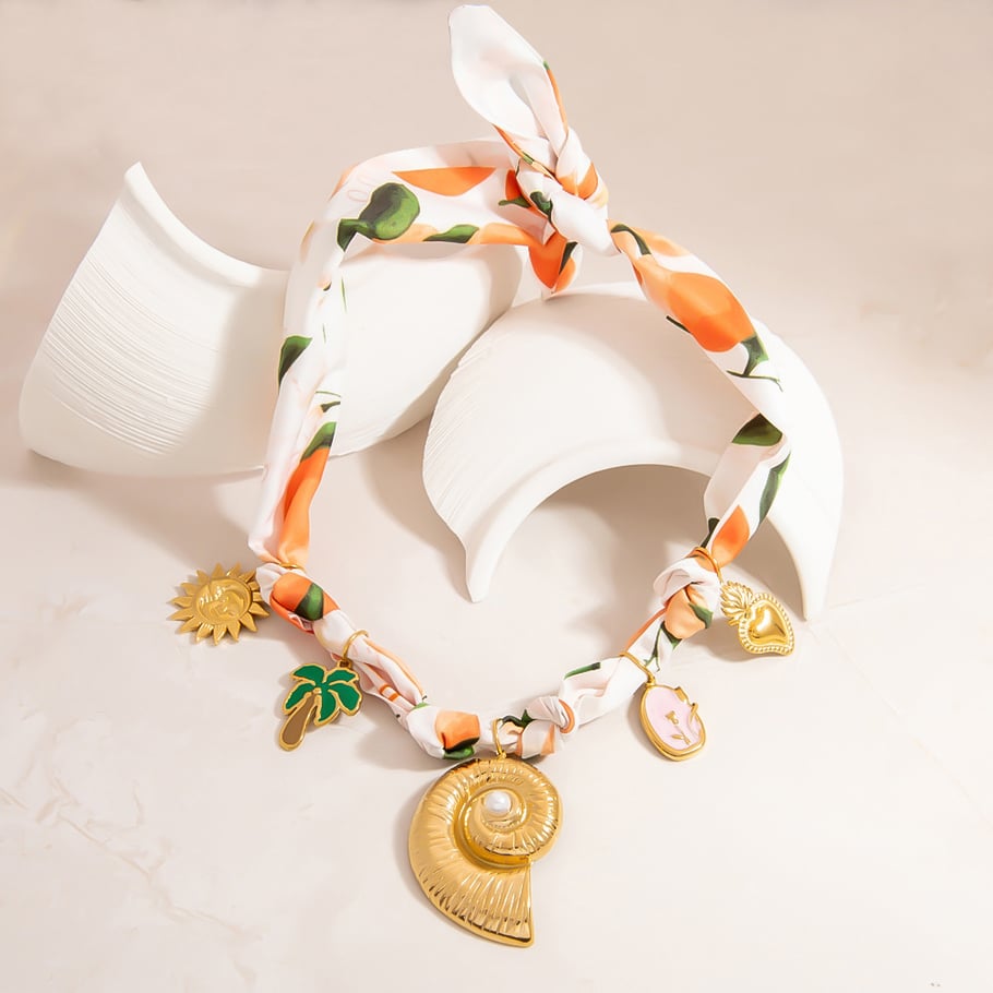 1 Piece Fabric Stainless Steel Gold Color Pendant Necklace Picture3