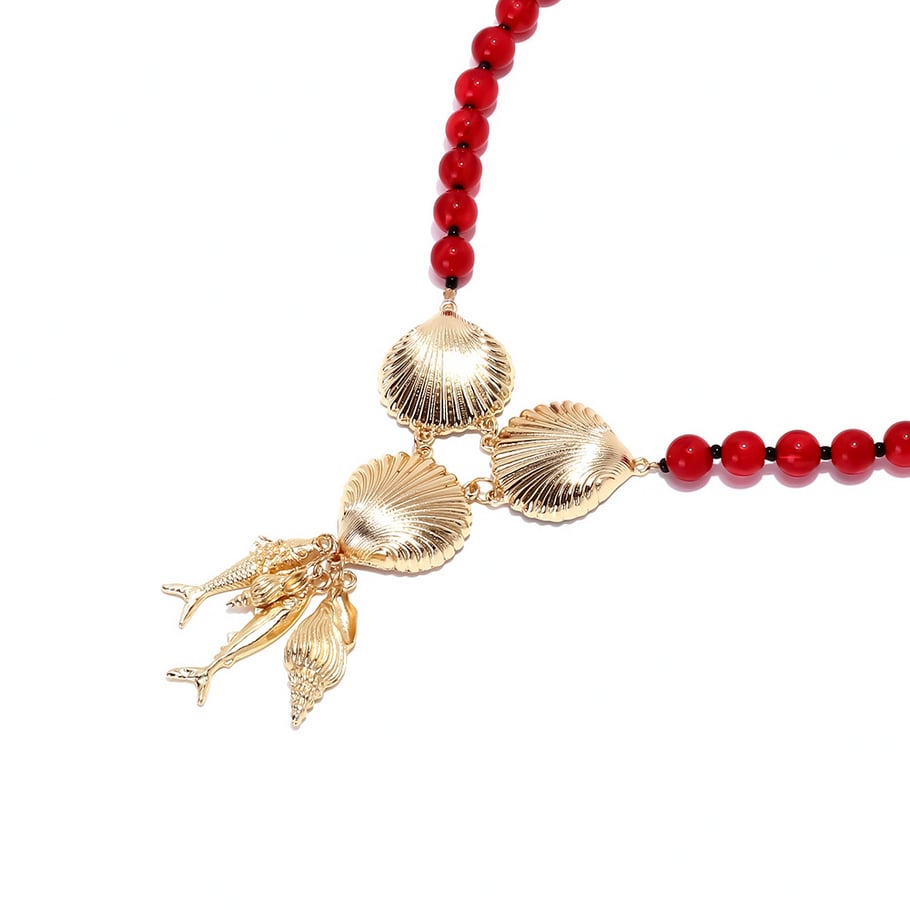 1 Piece Fish Alloy Beaded Necklace Picture3