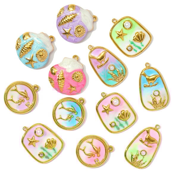 1 Piece Oceanic Stainless Steel Gold Color Women's Pendants 2