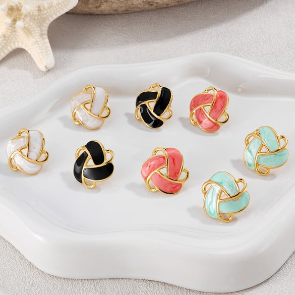 1 Pair Colorful Geometric Stainless Steel Gold Color Women's Stud Earrings 2