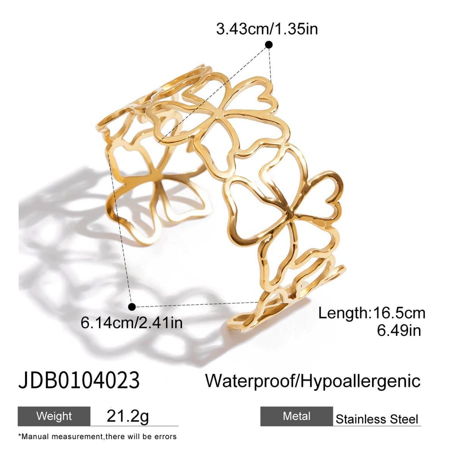 1 Piece Romantic Series Sweet Flower Stainless Steel Gold Color Women's Bangles Picture2