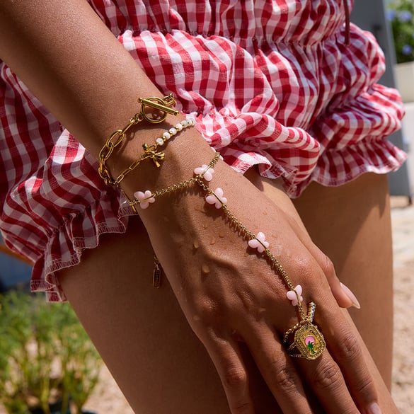 1 Piece Romantic Series Cute Butterfly Stainless Steel Gold Color Women's Chain Bracelets 2