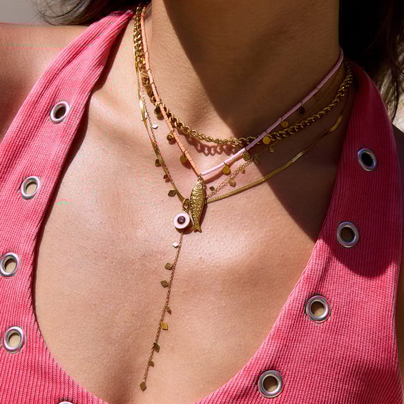 1 Piece Designable Fish Stainless Steel Gold Color Women's Pendant Necklaces 2