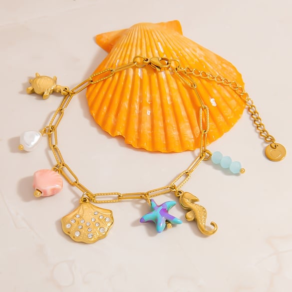 Romantische Serie Natürliche Schildkröte Edelstahl Shell frauen Charm Armbänder
