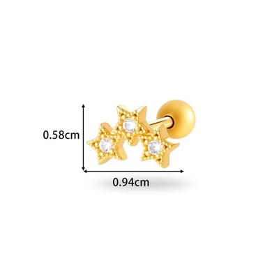 Boucles d&#39;oreilles piercing en zircon couleur cuivre or 1 pièce h5 Image2