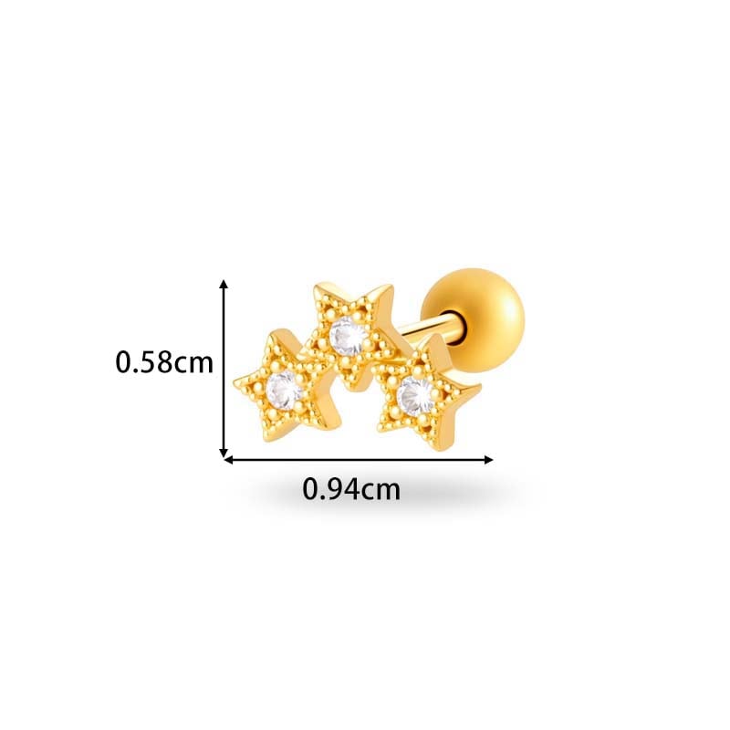 Boucles d&#39;oreilles piercing en zircon couleur cuivre or 1 pièce Image2