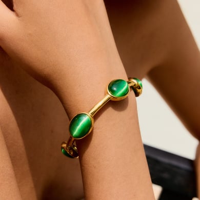 Bracelet ovale en acier inoxydable doré pour femme, 1 pièce h5 Image5