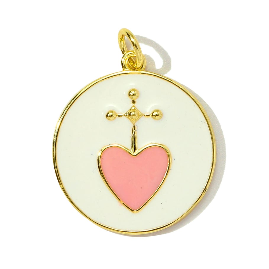 1 pieza de lujosa serie DIY Corazón de acero inoxidable color dorado Colgantes para mujer 