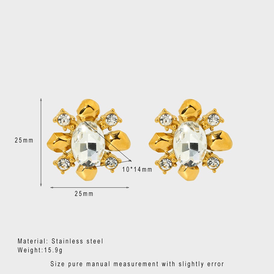 Luxurious Series Elegant Geometric Stainless Steel Women's Stud Earrings 