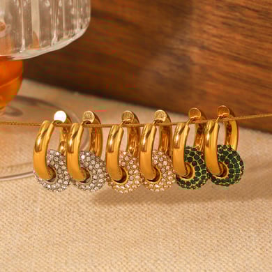 Simple Series Daily Geometric Stainless Steel  Zircon Women's Drop Earrings h5 Picture3