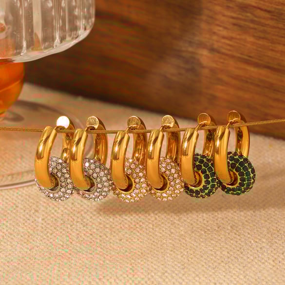 Simple Series Daily Geometric Stainless Steel  Zircon Women's Drop Earrings