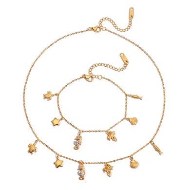 Collier avec pendentif coquillage en acier inoxydable doré pour femme, 1 pièce h5 Image8