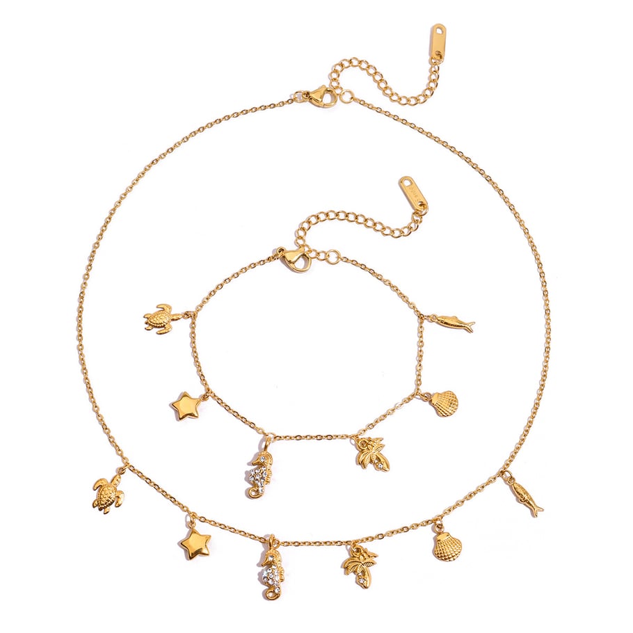 Collier avec pendentif coquillage en acier inoxydable doré pour femme, 1 pièce Image8
