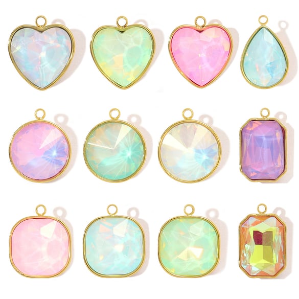 1 Piece DIY Geometric Glass Stainless Steel Gold Color Women's Pendants 2